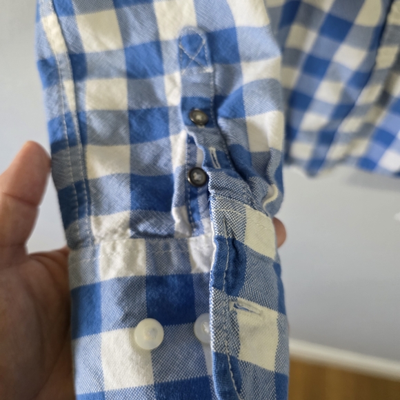 American Eagle Blue & White Plaid Button-Up Shirt – Size 0 – 100% Cotton Womens - Picture 5 of 16